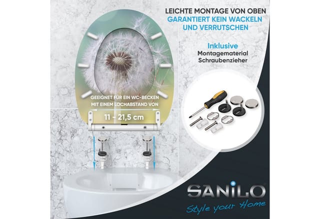 Sanilo WC-Sitz, BxL: 37,7 x 47 cm, Pusteblume - tuerkis