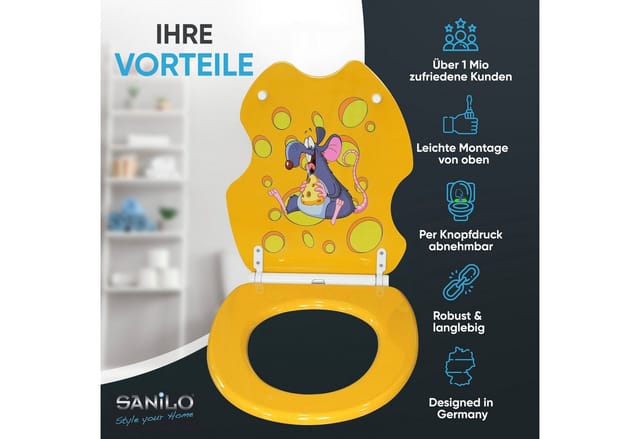 Sanilo WC-Sitz, BxL: 37,7 x 47 cm, Cheesy - gelb