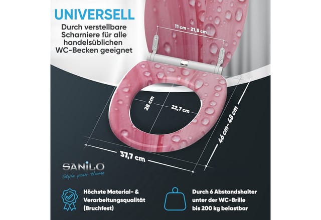 Sanilo WC-Sitz, BxL: 37,7 x 47 cm, Pink Flower - rosa