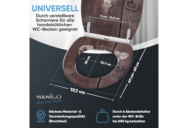 Sanilo WC-Sitz, BxL: 37,7 x 47 cm, Tuerschloss - braun