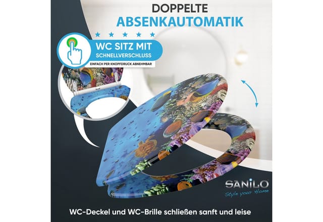 Sanilo WC-Sitz, BxL: 37,7 x 47 cm, Ocean - blau