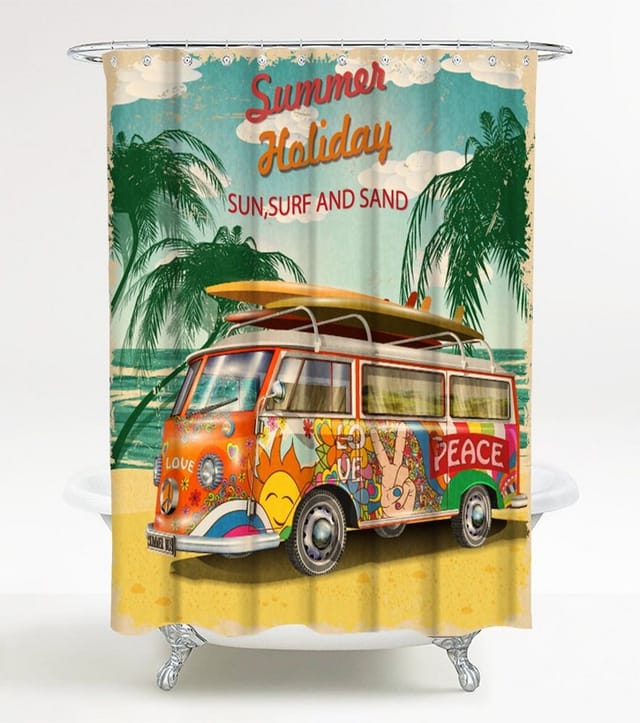 Sanilo Duschvorhang, Polyester, Summer Bus - rot