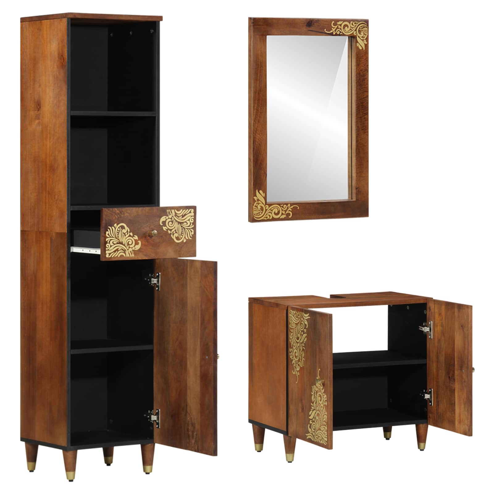 Maison Exclusive - Badezimmerschrank-set 3 Stk. Honigbraun Massiv