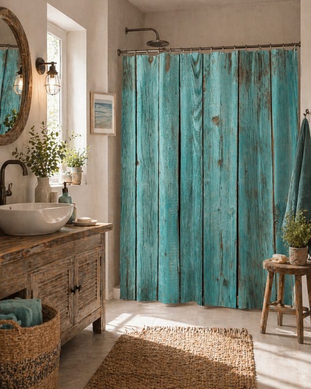 Sanilo Duschvorhang, Polyester, Lumber - tuerkis