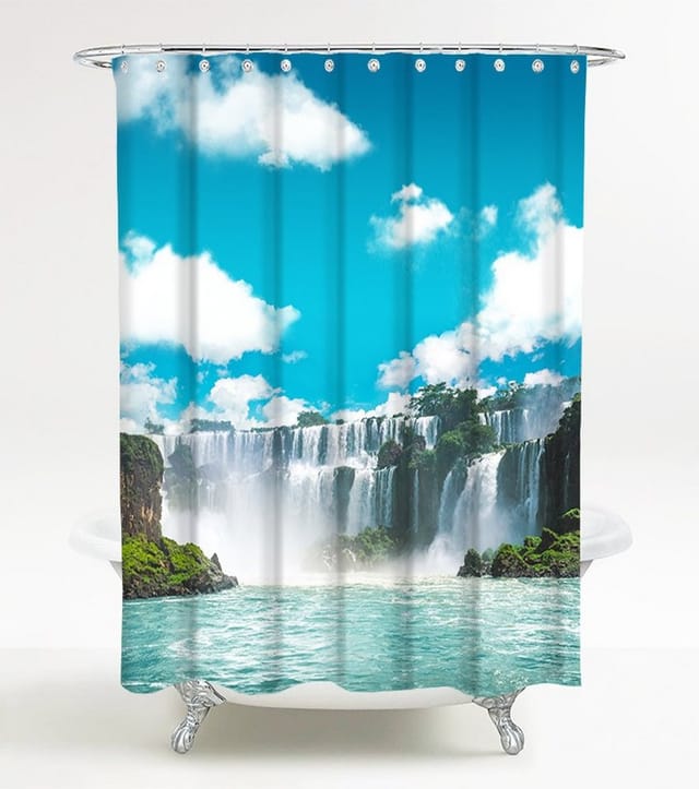 Sanilo Duschvorhang, Polyester, Wasserfall - blau