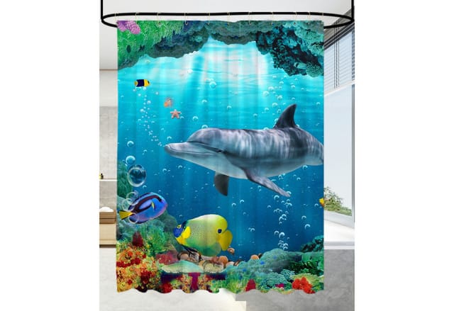 Sanilo Duschvorhang, Polyester, Delphin Korallen - blau