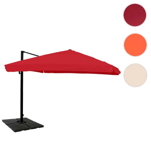 MVG Gastronomie-Ampelschirm »MVG-A96«, 400 x 300 cm, Flap, mit Schirmständer, 360° drehbar - rot