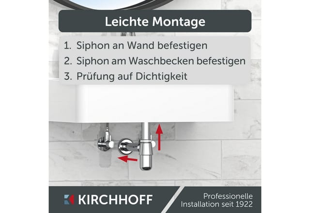 Kirchhoff Flaschensiphon, Anschluss: 1 1/4", Edelstahl - silberfarben