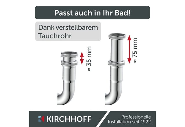 Kirchhoff Röhrensiphon, Anschluss: 1 1/4", Edelstahl - silberfarben