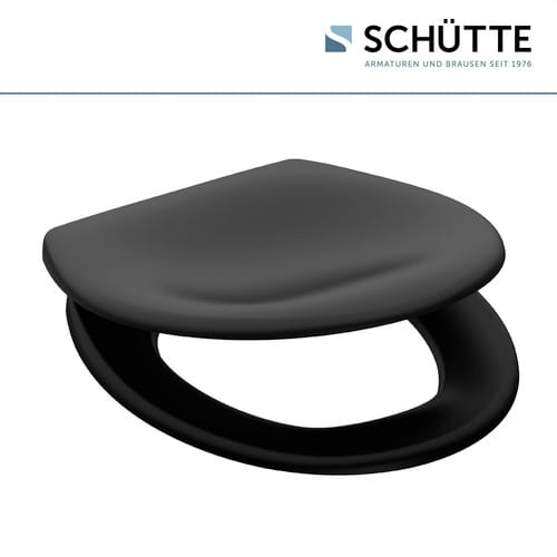 SCHÜTTE WC-Sitz, mit Absenkautomatik/Schnellverschluss, oval, Duroplast - schwarz