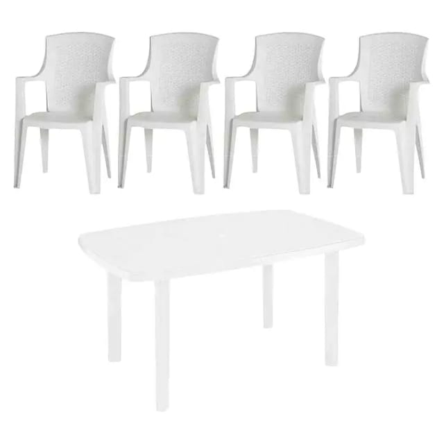 PROGARDEN Gartenmöbelset »Eden«, 5er-Set, Kunststoff - weiss