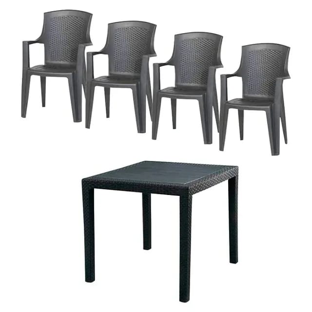 PROGARDEN Gartenmöbelset »Eden«, 5er-Set, Kunststoff - grau