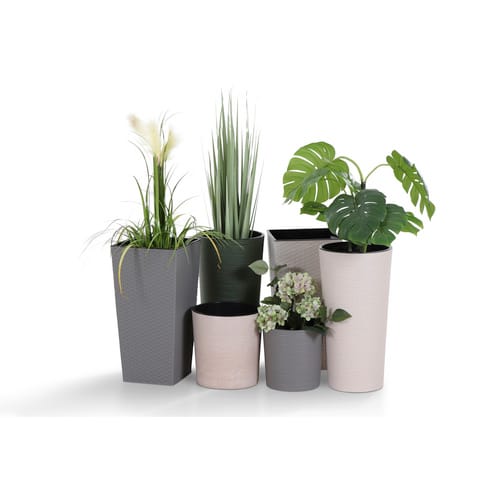 SIENA GARDEN Pflanzgefäß »ECO Lens«, Kunststoff/Holzfaser, witterungsbeständig - weiss