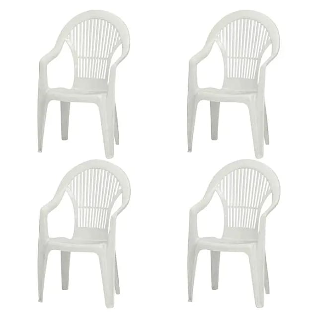 PROGARDEN Gartenmöbelset »Vega«, 4er-Set, Kunststoff - weiss