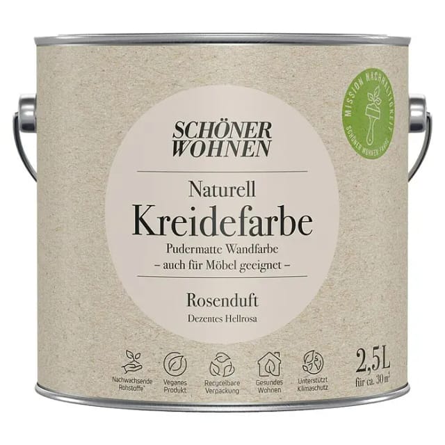 SCHÖNER WOHNEN FARBE Innenfarbe »Naturell Kreidefarbe«, Rosenduft, matt, 2,5 l - rosa