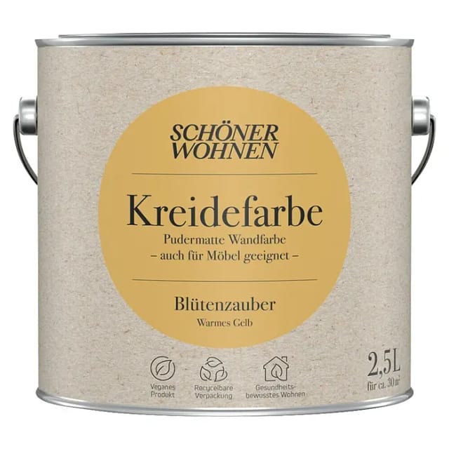 SCHÖNER WOHNEN FARBE Innenfarbe »Naturell Kreidefarbe«, Blütenzauber, matt, 2,5 l - gelb