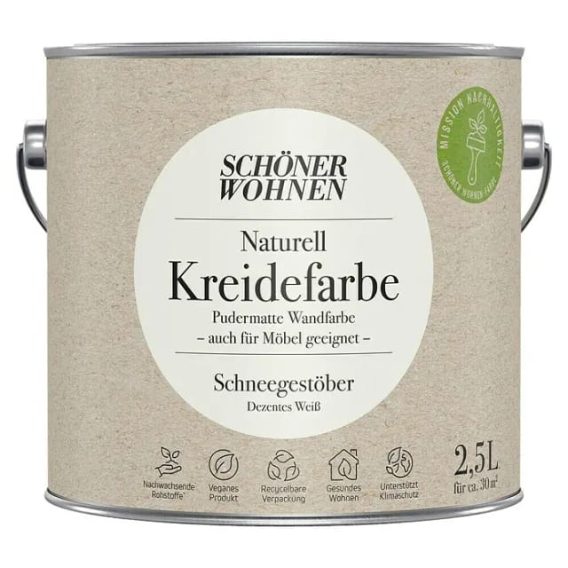 SCHÖNER WOHNEN FARBE Innenfarbe »Naturell Kreidefarbe«, Schneegestöber, matt, 2,5 l - weiss