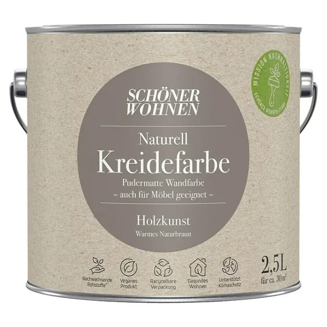 SCHÖNER WOHNEN FARBE Innenfarbe »Naturell Kreidefarbe«, Holzkunst, matt, 2,5 l - braun