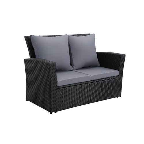 MeXo Gartenmöbelset »9193«, 4-teilig, Polyrattan/Textil/Metall - silberfarben