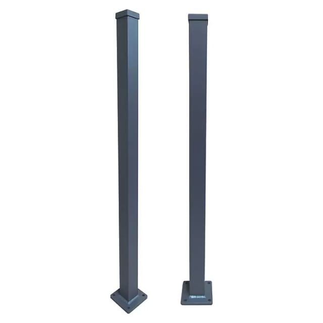 Zaunpfosten, Aluminium, BxH: 6,3 x 110 cm - schwarz