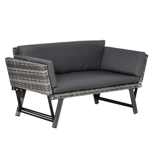 Outsunny Sofa, BxHxL: 63 x 67 x 129 cm, Stahl/PE-Rattan/Polyester - grau