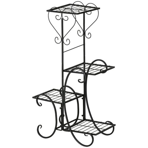 Outsunny Blumenregal, BxHxL: 24,5 x 80 x 45 cm, Metall - schwarz