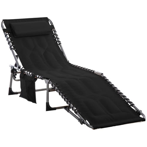 Outsunny Liegestuhl, BxHxL: 57 x 30 x 188, Schaumstoff - schwarz