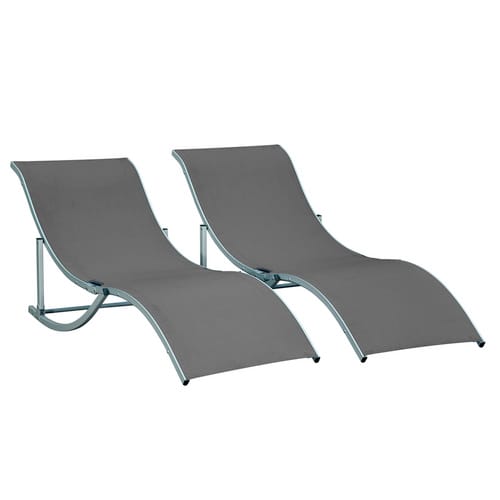 Outsunny Gartenliege, BxHxL: 61 x 63 x 165 cm, Texteline - grau