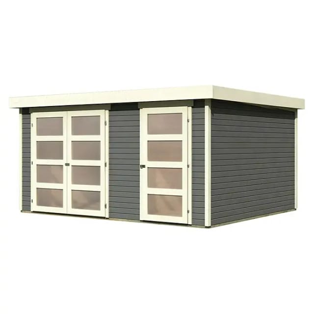 KARIBU Gartenhaus »Mühlentrup 3«, Holz, BxHxT: 404 x 212 x 332 cm (Außenmaße inkl. Dachüberstand) - grau