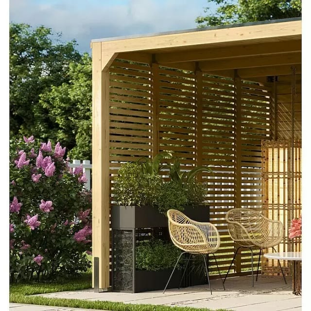 KARIBU Lamellenwand »Cubus«, Fichtenholz, BxH: 295 x 223 cm - beige