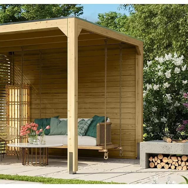 KARIBU Seitenwand »Cubus«, Fichtenholz, BxH: 295 x 223 cm - beige