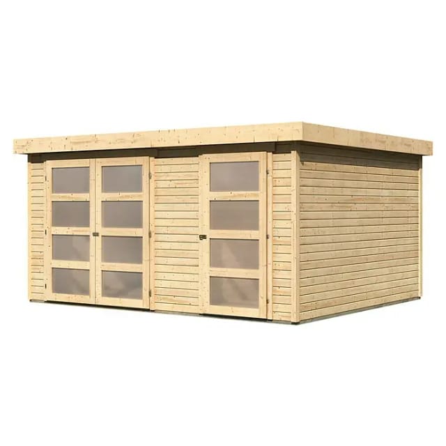 KARIBU Gartenhaus »Mühlentrup 3«, Holz, BxHxT: 404 x 212 x 332 cm (Außenmaße inkl. Dachüberstand) - beige