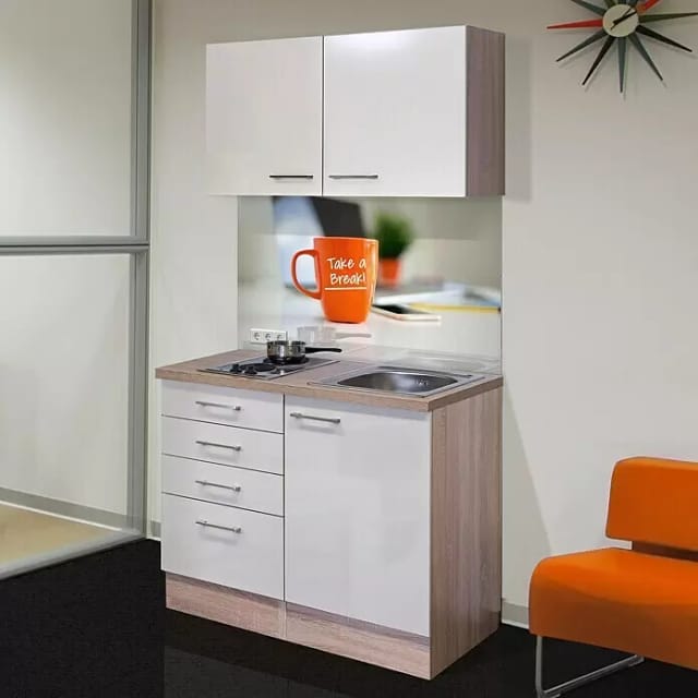 Flex-Well Miniküche »Nepal«, mit E-Geräten, Gesamtbreite: 100 cm, Arbeitsplatte mit High Pressure Laminate (HPL) - beige