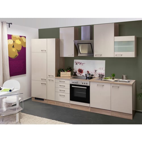 Flex-Well Küchenzeile »Nepal«, mit E-Geräten, Gesamtbreite: 310 cm, Arbeitsplatte mit High Pressure Laminate (HPL) - beige