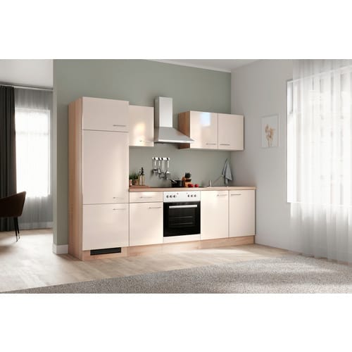 Flex-Well Küchenzeile »Nepal«, mit E-Geräten, Gesamtbreite: 270 cm, Arbeitsplatte mit High Pressure Laminate (HPL) - beige