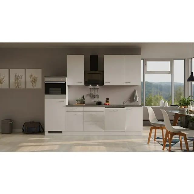 Flex-Well Küchenzeile »Lucca«, mit E-Geräten, Gesamtbreite: 280 cm, Arbeitsplatte mit Melaminharz-Beschichtung - weiss