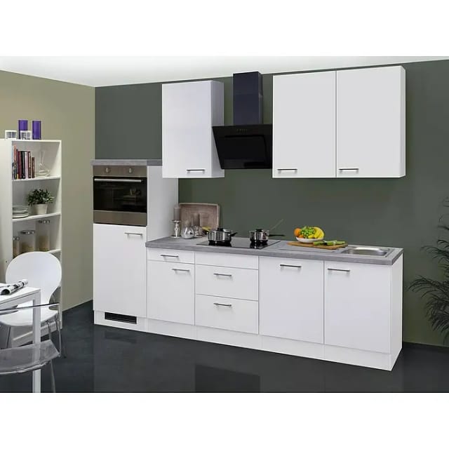Flex-Well Küchenzeile »Malmö«, mit E-Geräten, Gesamtbreite: 280 cm, Arbeitsplatte mit High Pressure Laminate (HPL) - weiss