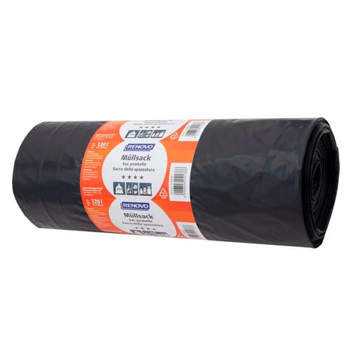 RENOVO Müllsäcke, Kunststoff, Fassungsvermögen: 120 L - schwarz
