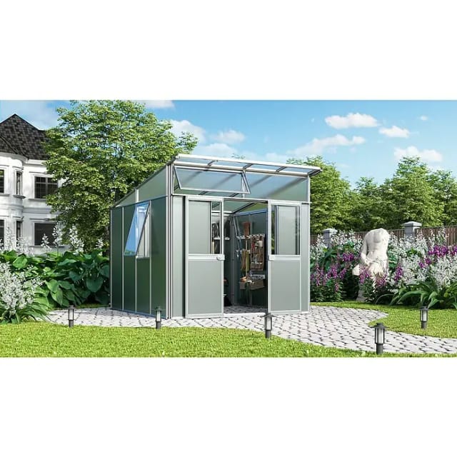 VITAVIA Gerätehaus »Kosmos«, Metall, BxHxT: 267 x 242,3 x 295 cm (Außenmaße inkl. Dachüberstand) - silberfarben