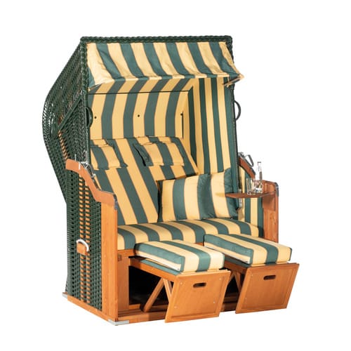 SUNNY SMART Strandkorb »Rustikal«, BxHxT: 125 x 160 x 90 cm, grün/gelb, gestreift - gruen