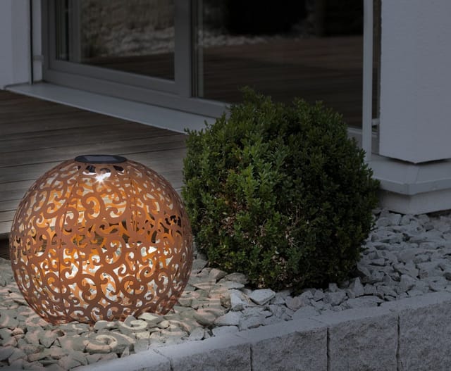 GLOBO LIGHTING Solarleuchte, LED,Ø: 28,5 cm, Metall, rostfarben - orange