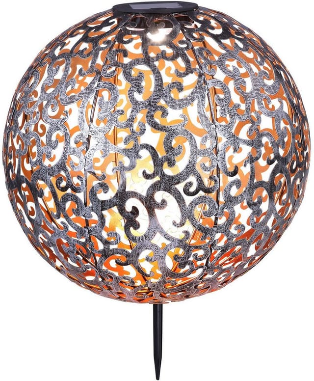 GLOBO LIGHTING Solarleuchte, LED, Ø: 28,5 cm, Metall - silberfarben