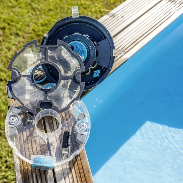 GRE Poolroboter, Breite: 35 cm, grau / blau