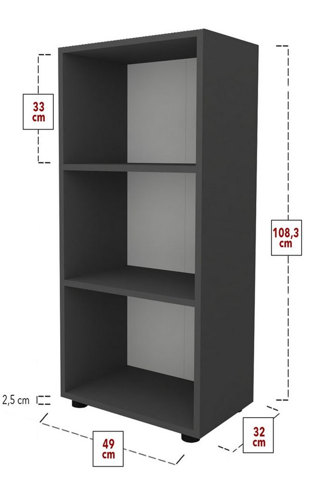 VCM Büroregal »Ulas«, BxHxL: 49 x 108 x 32 cm, Holzwerkstoff - weiss