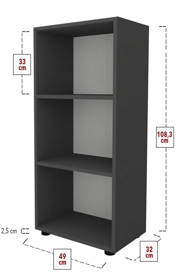 VCM Büroregal »Ulas«, BxHxL: 49 x 108 x 32 cm, Holzwerkstoff - weiss