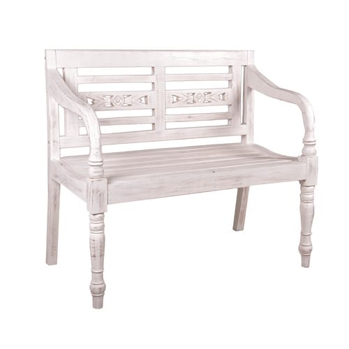 GARDEN PLEASURE Gartenbank »Moyo«, Mahagoni-Holz, BxHxT: 100 x 91 x 46 cm - weiss