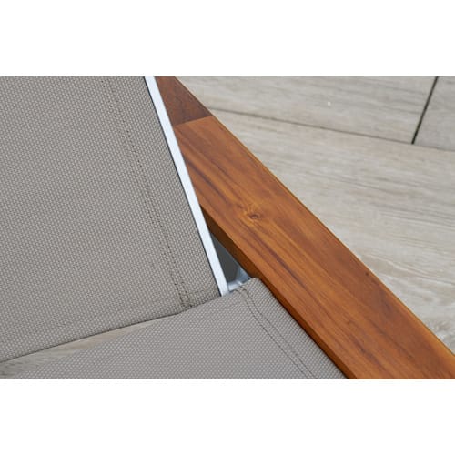 MERXX Gartenliege »Naxos«, Aluminium/Akazie/Textil, pulverbeschichtet, silber/grau/natur - beige