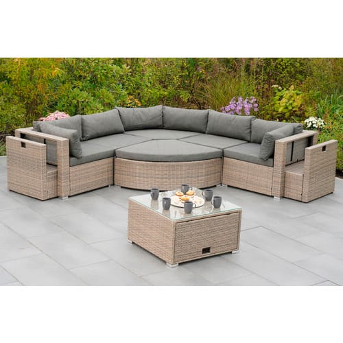 MERXX Gartenmöbelset »Rivello«, 8 Sitzplätze, Stahl/Kunststoffgeflecht, pulverbeschichtet - beige