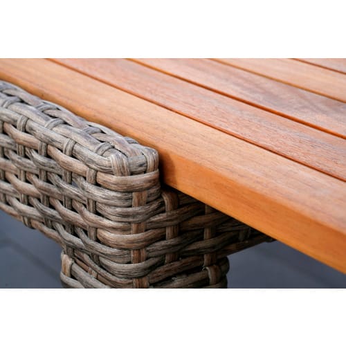 MERXX Gartentisch, BxH: 100 x 74 cm, ausziehbar, Aluminium/Kunststoffgeflecht/Akazie - beige