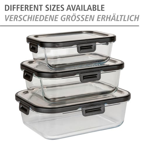 WENKO Frischhaltedose »Black Outdoor Kitchen«, transparent/silberfarben/schwarz, geeignet für: Küche